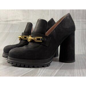 MAX MARA suede High Heel moccasins shoes sz 35 EU 5 US color black